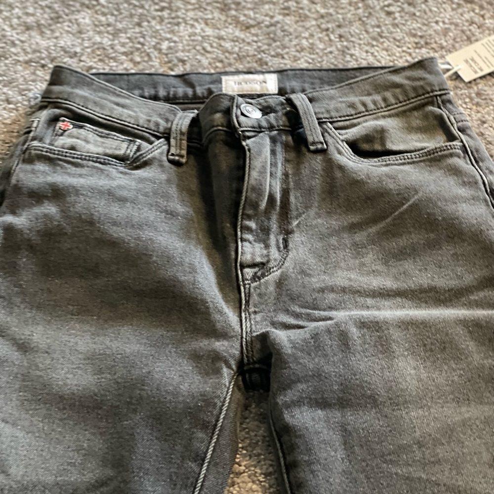 Hudson‎ Demitria High Rise Bootcut Crop Jeans Faded Black Side Slit Size 25